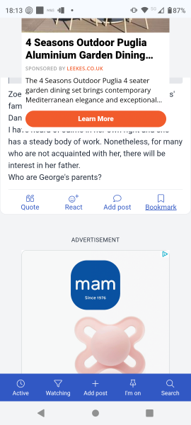 Ad covering half of page on mobile
