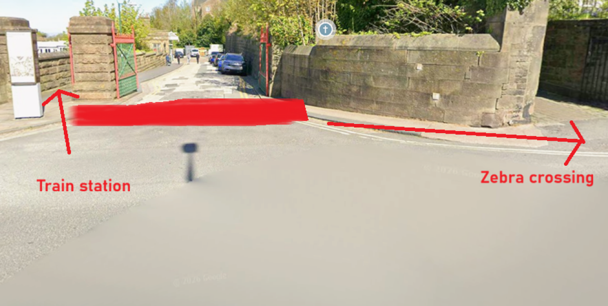 Driver almost ran us over crossing the road and did not even notice - at train station