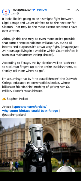 Count Binface has a genuine chance against Nigel Farage!