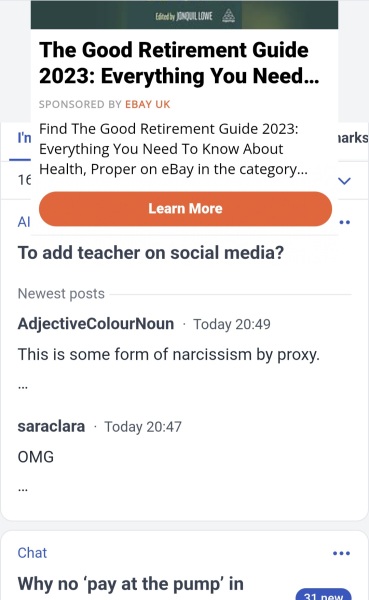 Ad covering half of page on mobile