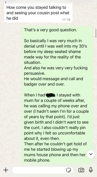 Can I have opinions on this text conversation regarding rape, please?