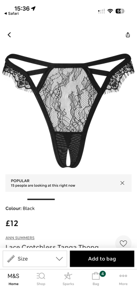 M&S advert for crotchless thongs