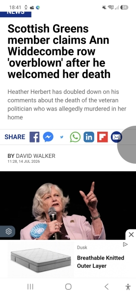 What a delightful “young woman” comments on Widdecombe death