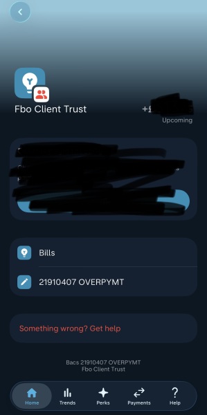 FBO Client trust bank transaction