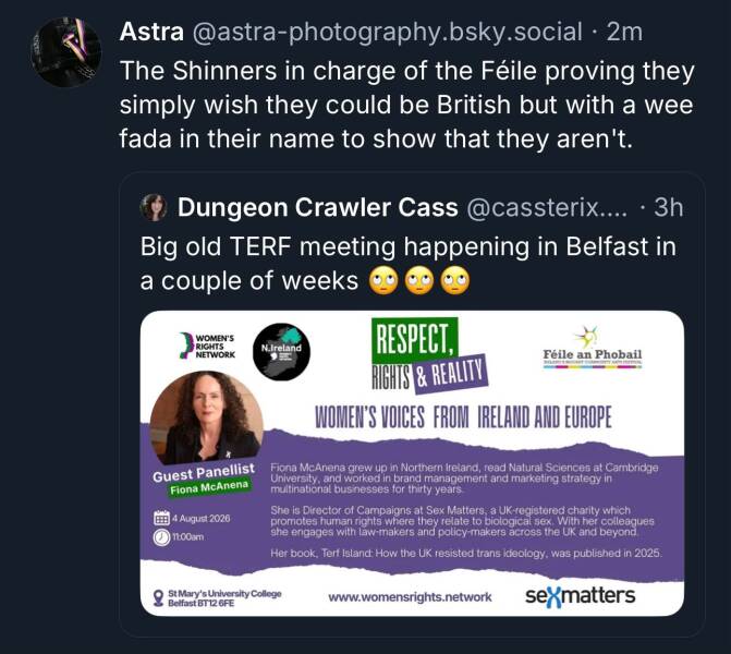 Cancellation of WRN NI event at Féile festival.