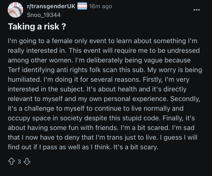 Dude discusses sneaking into explicitly female event where women undress
