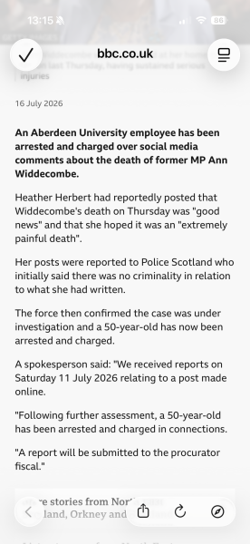 'Heather' Herbert Charged Over Ann Widdecombe Comments