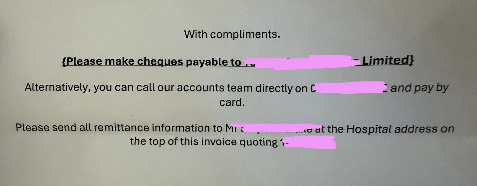 “Please make cheques payable to”
