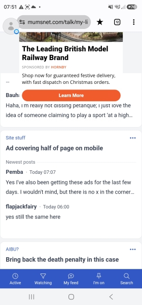 Ad covering half of page on mobile