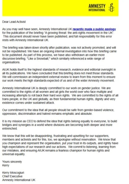A growing threat: the anti-rights movement in the UK says Amnesty who claim over 50% are Gender Critical groups