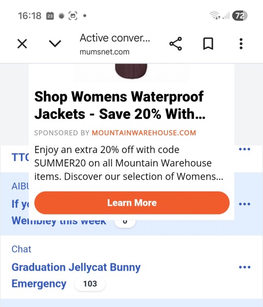 Ad covering half of page on mobile
