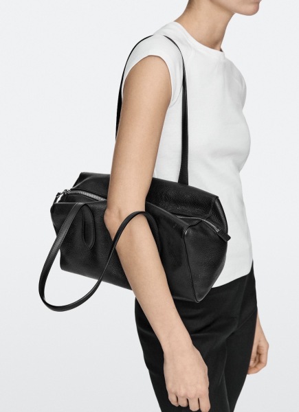 Please help me find a soft leather / slouchy black real leather bowling bag under £200