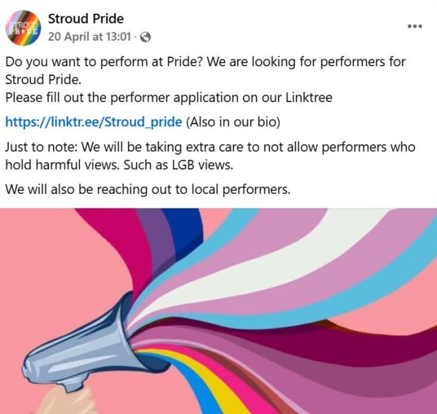 No LGB views at pride, please!