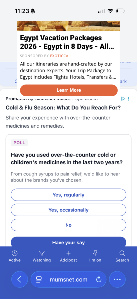 Ad covering half of page on mobile