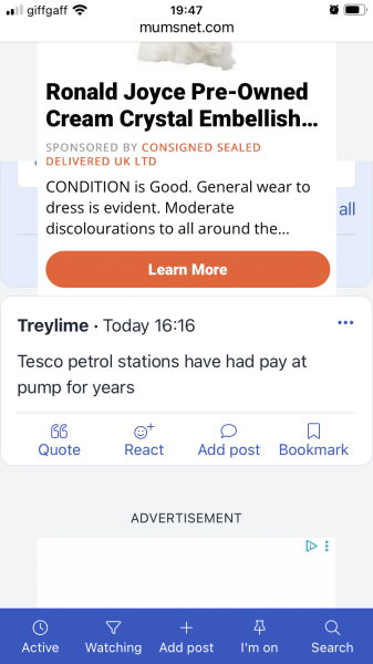 Ad covering half of page on mobile