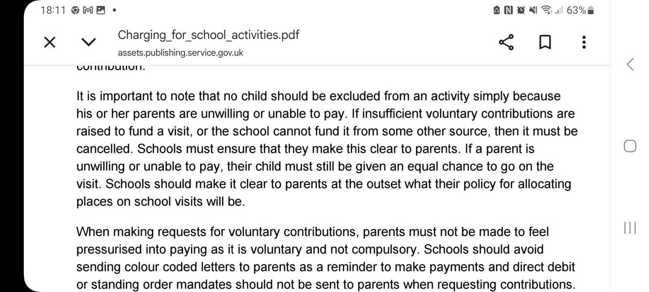 Would it be wrong to only pay half of DS school trip cost?