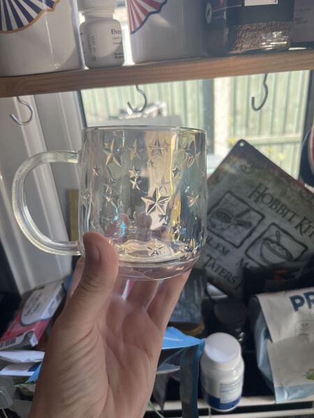 Please help me find this glass mug!