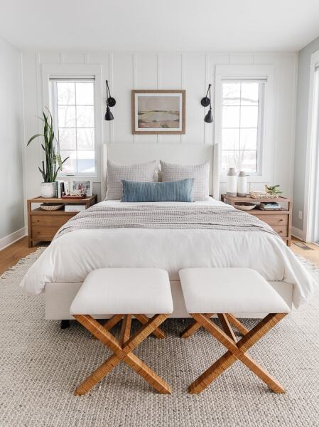 Vertical Windows Either Side of Bed Head