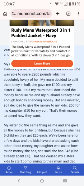 Ad covering half of page on mobile