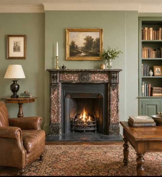 Decorating around a black fireplace