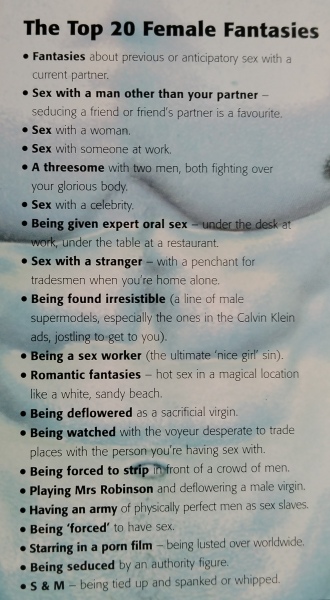 Who are the main objects of your fantasies?