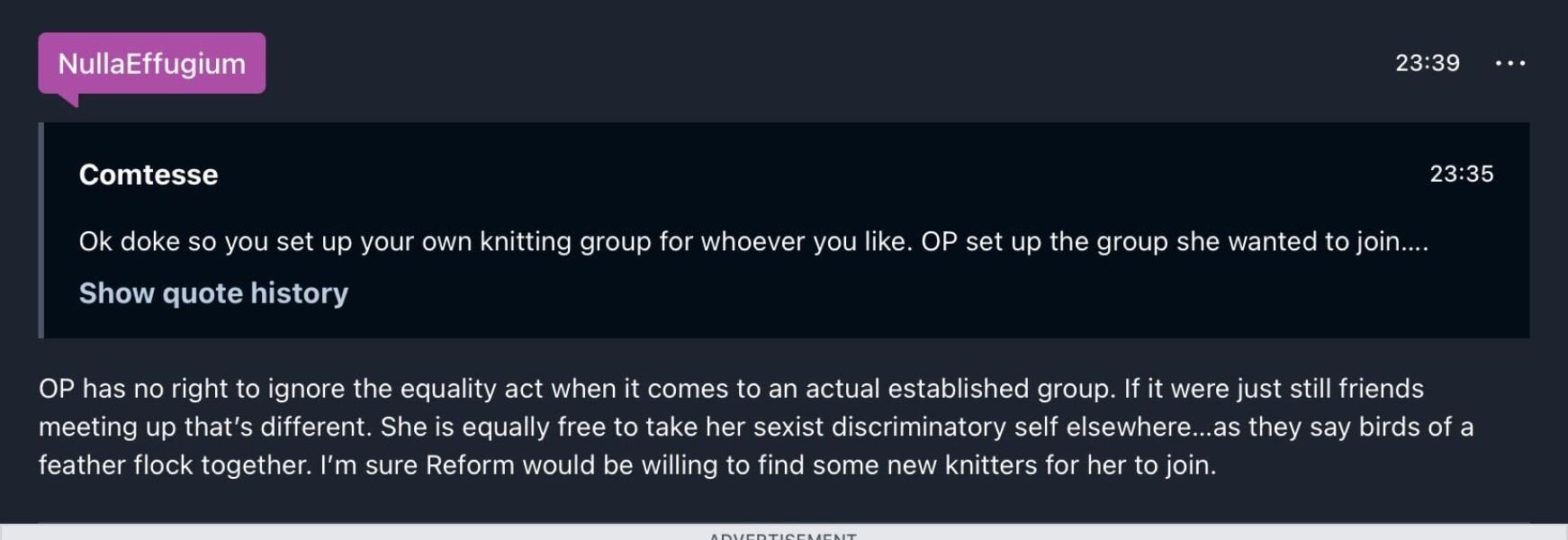 AIBU to consider leaving our knitting group over its new policy?