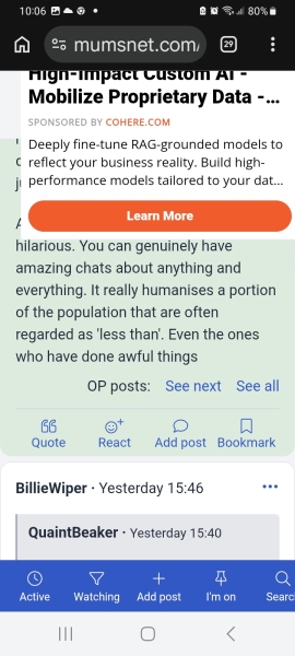 Ad covering half of page on mobile
