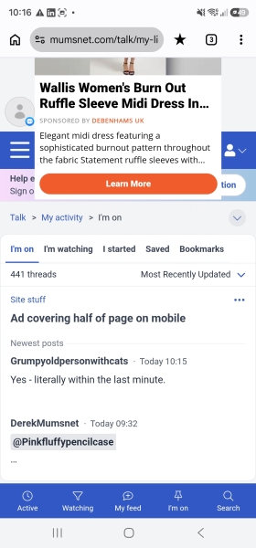 Ad covering half of page on mobile