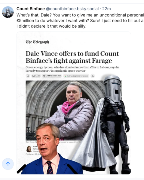 Count Binface has a genuine chance against Nigel Farage!