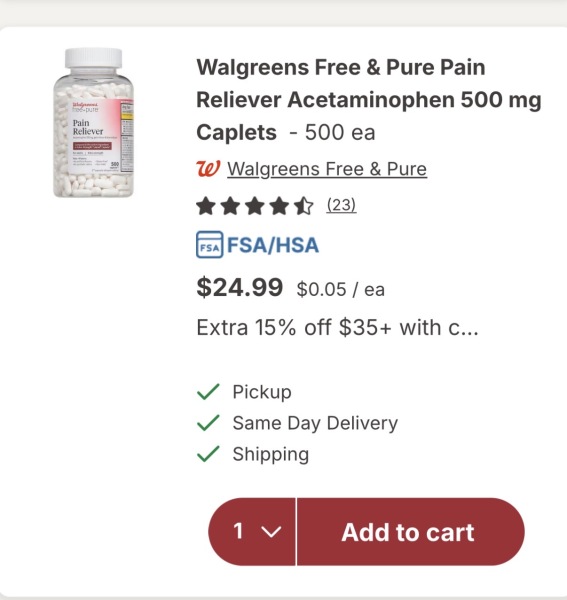 Buying (needed) quantities of paracetamol