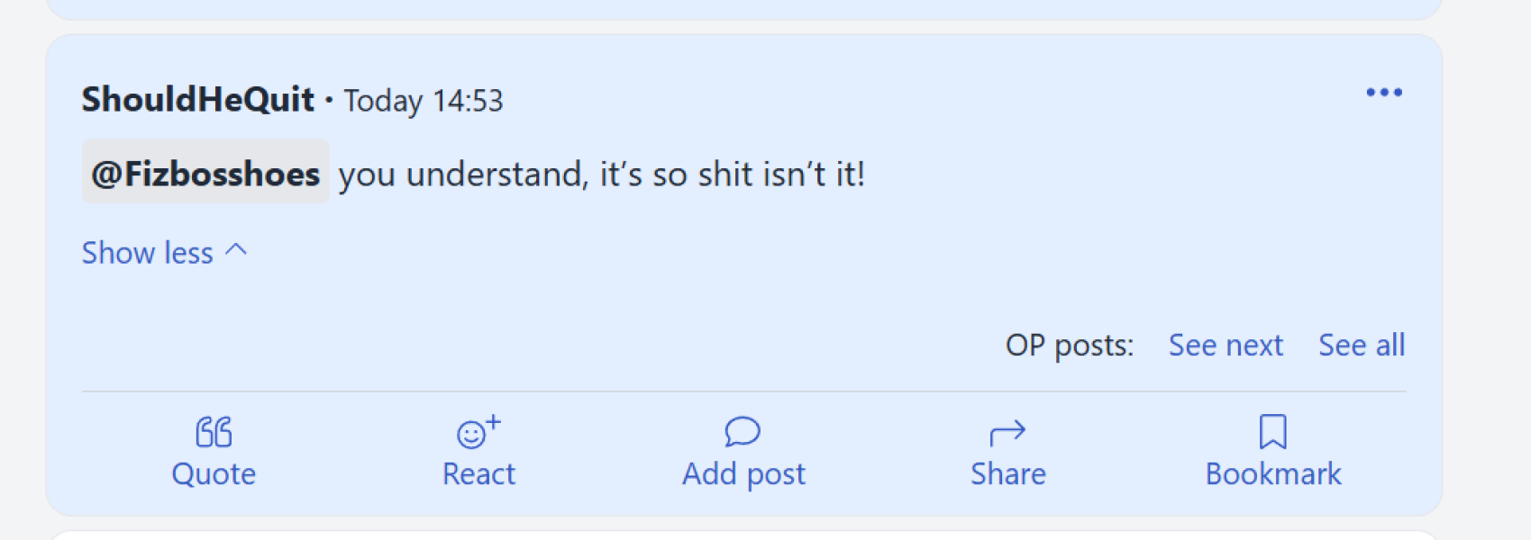 Truncated posts with "show more" (NOT quoted sections)