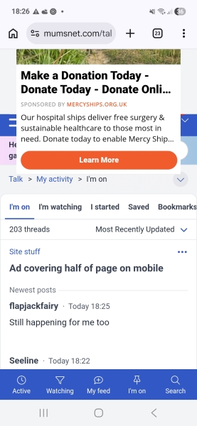 Ad covering half of page on mobile