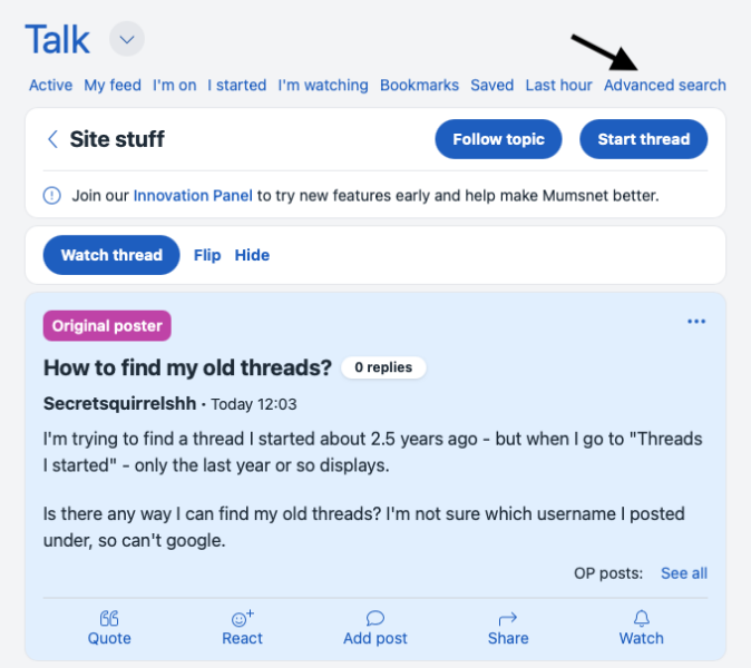 How to find my old threads?