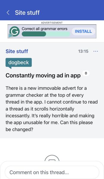 Constantly moving ad in app