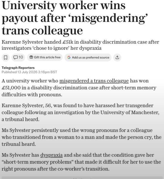ET : Manchester Uni, Misgendering and Disability Discrimination