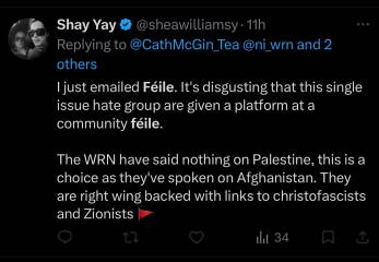 Cancellation of WRN NI event at Féile festival.