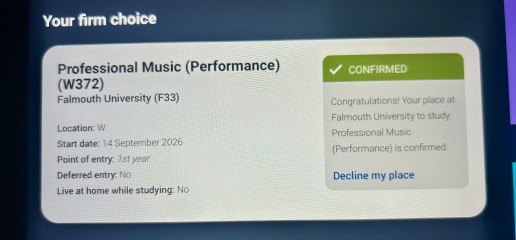 First choice Uni confirmed a month before BTEC results via UCAS