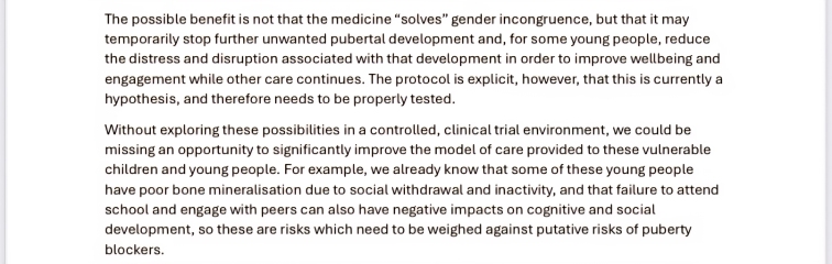 Hilary Cass sent a document to every single MP and Peer, justifying and defending the puberty blockers trial