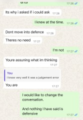 Can I have opinions on this text conversation regarding rape, please?
