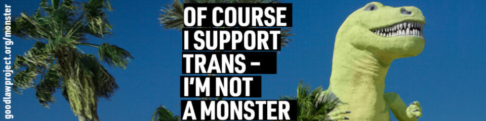 Do you support “trans” or are you a monster? New Good Law Project billboard campaign.