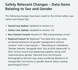 NHS update on recording patient sex and gender identity