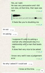 Can I have opinions on this text conversation regarding rape, please?