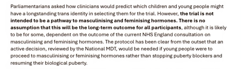Hilary Cass sent a document to every single MP and Peer, justifying and defending the puberty blockers trial