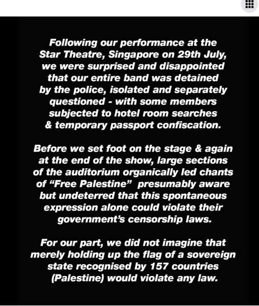 Singapore authorities investigating Massive Attack