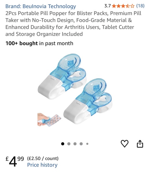 Recommend a pill popper to extract tabs from blister pack using only one hand