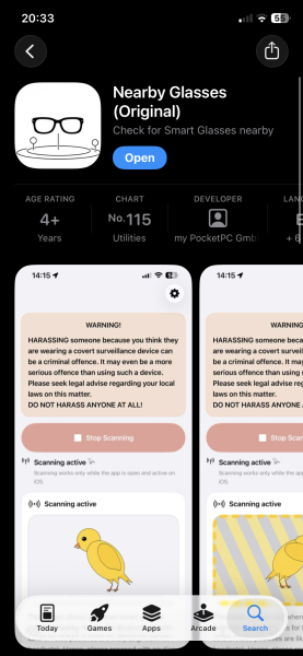 Anyone concerned about Meta Smart Glasses? Did you know there is an app that scans for them?