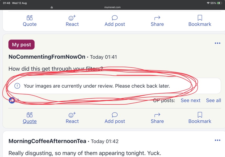 MNHQ do your advertisers know what happens here at night? Not very advertiser-friendly is it? The tabloids will be picking this up one day.