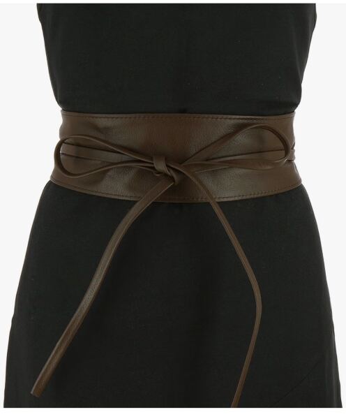 Wide brown leather belt
