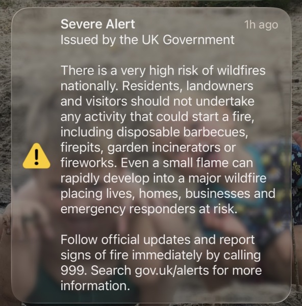 AIBU to think the wildfire alert about barbecues was unnecessary?