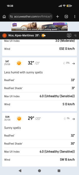 The weather has changed for my holiday